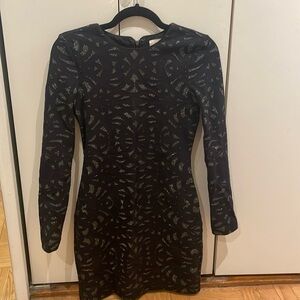Nicole Miller mini dress black and metallic size 2